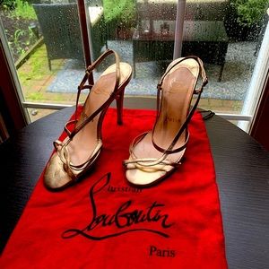 Christian Louboutin Gold Strappy Sandals size 36